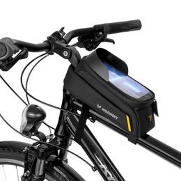 Geantă pentru cadru de bicicletă Wozinsky cu husă pentru telefon, 1 l, neagră (WBB25BK)