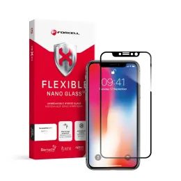 Forcell Flexible 5D Full Glue hibrid üveg, iPhone X / Xs, fekete