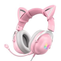 Onikuma X11 RGB játék headset, rózsaszín