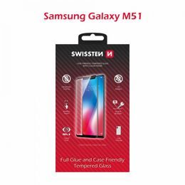 Swissten Full Glue, Color frame, Case friendly, Ochranné tvrzené sklo, Samsung Galaxy M51, černé