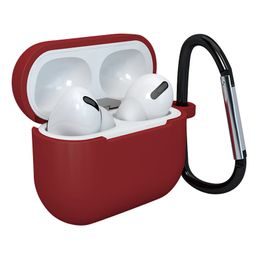 Mehka silikonska torbica za slušalke Apple AirPods 3 s sponko, rdeča (ohišje D)