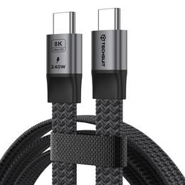Techsuit Premium datu kabelis ElysiumSync Pro (CX1) USB-C uz USB-C, PD 240 W, 1 m – pelēks