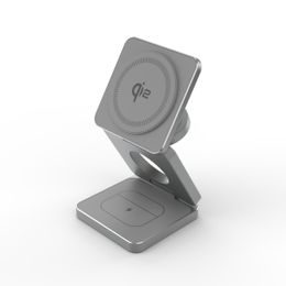 JP Kabelloses klappbares Qi2 3-in-1 Ladegerät Aluminium 15W, grau