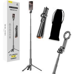 Blavec MagSafe Selfie Stick met Automatische Uitschuiving, Statief en Bluetooth Afstandsbediening - 160 cm - Zwart
