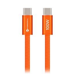 Cablu Forcell F-Energy USB-C - USB-C, QC4.0, PD, 5A, 100W, 1,2 m, portocaliu