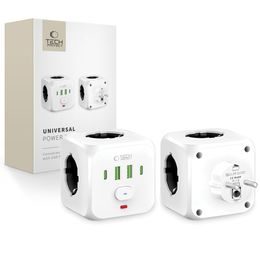 Tech-Protect PCL3X4 Adaptor Multiport 2x USB, 2x USB-C, 3 Prize, Alb