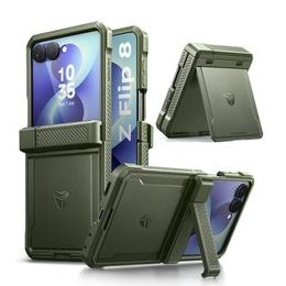 Samsung Galaxy Z Flip 8 aizsargvāciņš – Dexnor 360 ar statīvu – zaļš