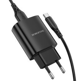 Borofone încărcător BN1 Innovative - USB - USB C, 2,1A, negru