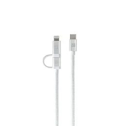 ER POWER Διπλό καλώδιο USB-C - USB-C / Lightning MFi 1 m, λευκό