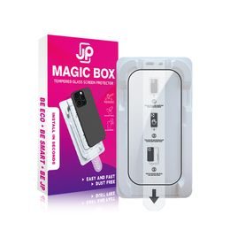 iPhone 18 Pro kaitseklaas – JP Magic Box 5D paigaldusraamiga karastatud klaas – must