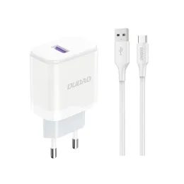 Dudao A20EU φορτιστής USB 18W + καλώδιο USB - USB-C, λευκό