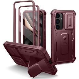 Dexnor 360 Kickstand Camprotector etui Samsung Galaxy S25, bordowy