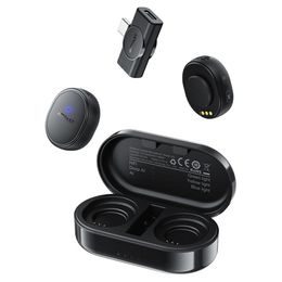 Acefast Kabelloses Ansteckmikrofon R3 - Wireless Lavalier Mikrofon Set mit Ladecase - Schwarz