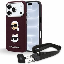 Karl Lagerfeld Saffiano K&C Heads Pins and Logo Crossbody ümbris iPhone 17 Pro / 18 Pro – burgundia