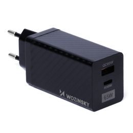 Wozinsky GaN nabíječka 65W, QC 3.0, PD s porty USB, USB-C, černá (WWCG01)