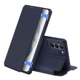 Dux Ducis Skin Leather case, könyves tok, Samsung Galaxy S21 FE, kék