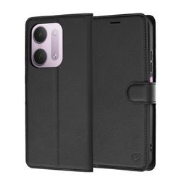 Techsuit Leather Folio Schutzhülle für Xiaomi Redmi 17C 5G - Leder Handyhülle mit Kartenfach - Schwarz