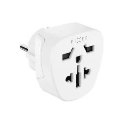 Adattatore da viaggio FIXED EU Adapter 2 per dispositivi UK / US / AUS a prese EU, bianco