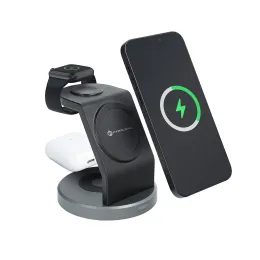 Forcell 3in1 Qi Wireless Charger, 15W, încărcător solid Mag compatibil cu MagSafe, negru
