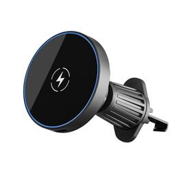 MagSafe držač telefona za ventilaciju automobila s bežičnim punjenje, 15W, Qi, crni (CH-V-03)