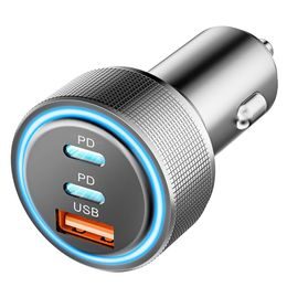 Techsuit autós töltő (C6), USB + 2× USB-C, 60W, ezüst