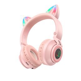 Borofone BO18 Cat Ear Bluetooth sluchátka, růžové