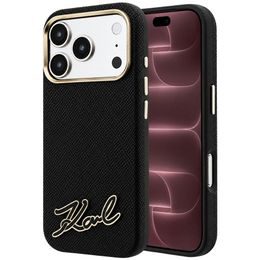 Karl Lagerfeld Grained Leather Resin Sign Logo MagSafe ümbris iPhone 17 Pro Max / 18 Pro Max – must