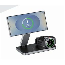 3-az-1-ben vezeték nélküli töltő Samsung telefonokhoz, 15W, fekete