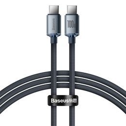 Baseus Crystal Shine Series kabel s podporo hitrega polnjenja, USB-C - USB-C, 100 W, 1,2 m, črn (CAJY000601)