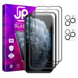 JP Full Pack edzett üveg, 2x 3D üveg applikátorral + 2x üveg a lencsére, iPhone 11 Pro