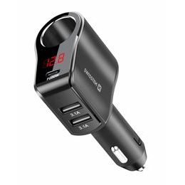 Adaptor auto Swissten cu 1x CL, 1x UCB-C PD și 2x ieșire USB-A, 108W - 216W