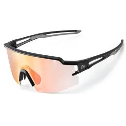 Rockbros Cyklistické brýle s fotochromatickou UV ochranou a korekční vložkou, oranžové čočky, černé