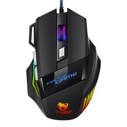 Mouse Gaming RGB T-WOLF M1, 2400 DPI, 7 pulsanti, ergonomico, retroilluminato, USB