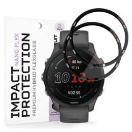 Techsuit Nano Flex Displayschutzfolie für Garmin Forerunner 255 / Forerunner 255 Music - Flexible PMMA Schutzfolie - 2 Stück - Schwarz