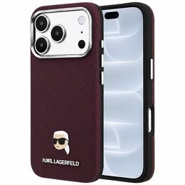 Karl Lagerfeld Grained Leather KH Metal MagSafe ümbris iPhone 17 Pro / 18 Pro – burgundia