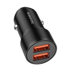 Borofone BZ19 Avtomobilski polnilec modrosti, 2x USB, 12 W, črn