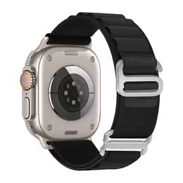JP Curea din nylon Alpine Loop cu cataramă metalică, Apple Watch 1 / 2 / 3 / 4 / 5 / 6 / 7 / 8 / 9 / 10 / SE (38 / 40 / 41 / 42 mm), negru