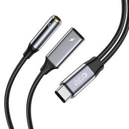 Tech-Protect UltraBoost kabel USB-C - Mini Jack 3,5 mm in USB-C, PD60W/6A, črn