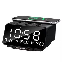 Ασύρματος φορτιστής με Bluetooth, ξυπνητήρι και ραδιόφωνο K9, μαύρο