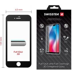 Swissten Ultra durable 3D Full Glue Védő edzett üveg, Apple iPhone 7 / 8, fekete