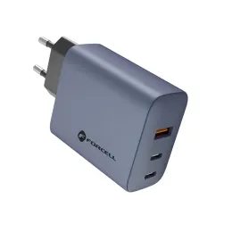 Adaptor Forcell F-Energy VT-42B 65W GaN 2x USB-C și USB A, gri