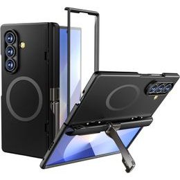 BiQiHR Schutzhülle + HD Schutzfolie für Samsung Galaxy Z Fold7 - 360° Schutz mit Panzerglas und Ständer - Schwarz