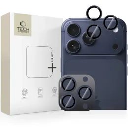 Tech-Protect Camring Fit+, sticlă pentru obiectivul camerei foto, iPhone 14 Pro / Max / 15 Pro / Max / 16 Pro / Max / 17 Pro / Max, albastru închis