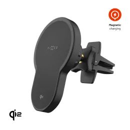 FIXED MagClick 2 tartó vezeték nélküli töltéssel és MagSafe támogatással, 15 W, Qi2, fekete