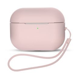 Silicone Case puzdro pre AirPods Pro 1/2 so šnúrkou na zápästie, ružové