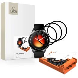 Tech-Protect Vetro Ibrido Easy Set Flex+, Xiaomi Watch 5, nero, 3 pezzi