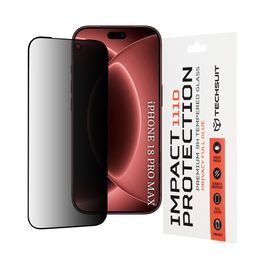 iPhone 18 Pro Max apsauginis stiklas – Techsuit 111D Privacy grūdintas stiklas – juoda
