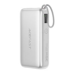 Acefast Powerbank M32 10.000 mAh mit integriertem USB-C Kabel - PD 35W Schnellladung - Silber
