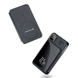 Techsuit vezeték nélküli Powerbank MagSafe PB-WM1, 2x USB-C, USB, digitális kijelzővel, 22,5 W, 10000 mAh, fekete