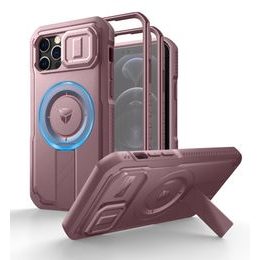 Dexnor MagSafe 360 Kickstand Camprotector obal iPhone 12 / 12 Pro, růžový